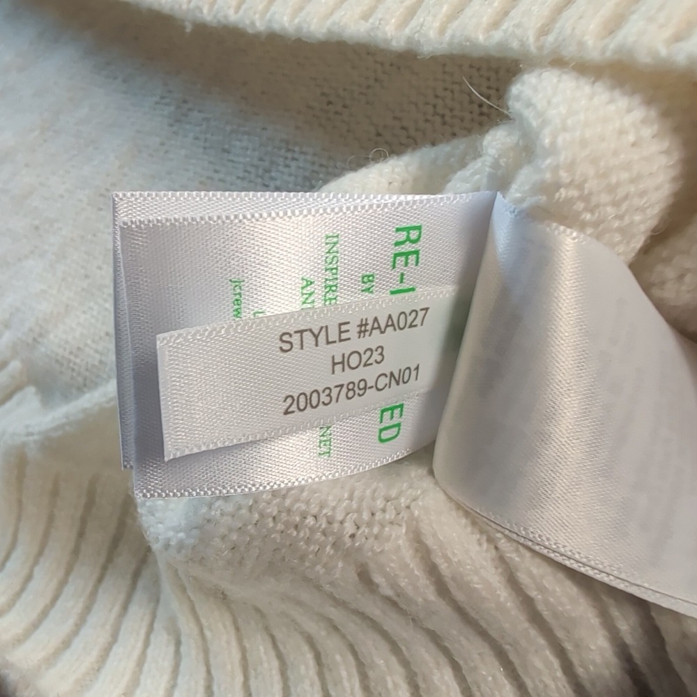 J. Crew Womens Ivory Crew Neck Chunky Wool Knit Sweater XXL Preppy Fisherman EUC - Picture 8 of 9